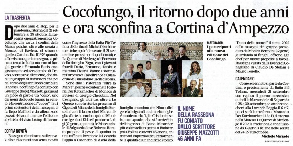 Articolo Gazzettino Cocofungo 2022